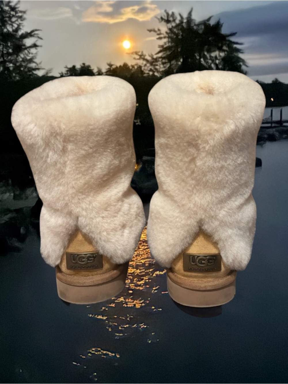 UGG Cream Shearling Winter Boots Patten